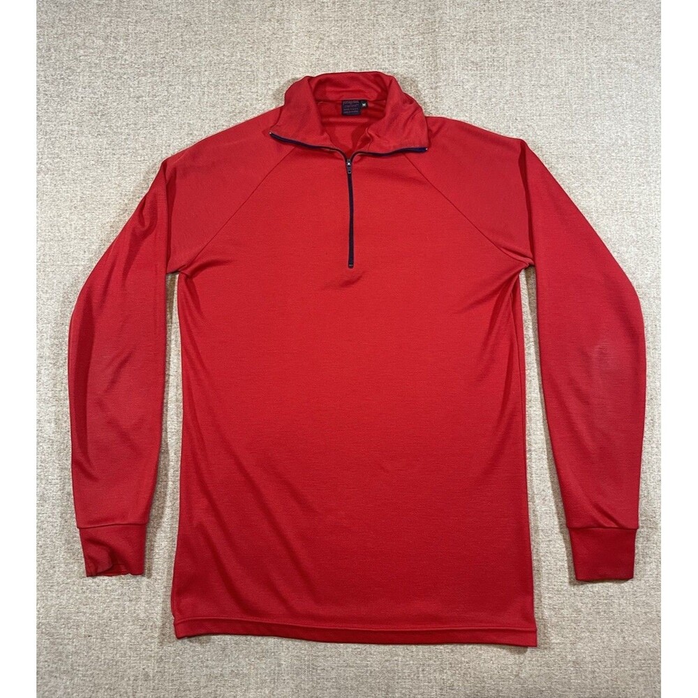 Patagonia Capilene Zip Pullover Baselayer Men’s Medium Red Vintage USA *Flaws*